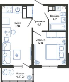 40,4 м², 1-комнатная квартира 7 742 660 ₽ - изображение 19