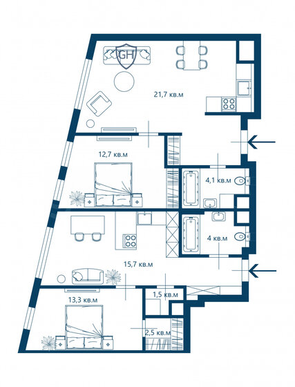 85,5 м², 4-комнатные апартаменты 85 000 000 ₽ - изображение 39