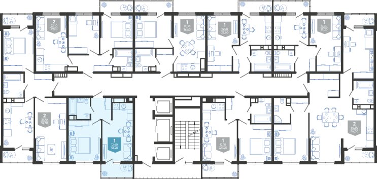 37,4 м², 1-комнатная квартира 7 455 690 ₽ - изображение 1