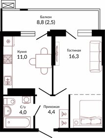 25,8 м², квартира-студия 4 500 000 ₽ - изображение 71