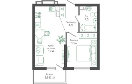 37,3 м², 1-комнатная квартира 16 029 100 ₽ - изображение 26