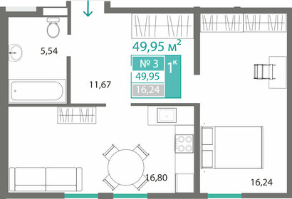 48,4 м², 1-комнатная квартира 6 821 000 ₽ - изображение 21