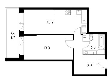 Квартира 49,8 м², 1-комнатная - изображение 1