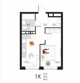 Квартира 33,3 м², 1-комнатная - изображение 1