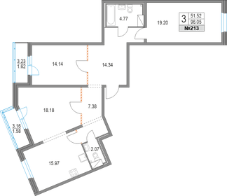 97,5 м², 3-комнатная квартира 19 990 000 ₽ - изображение 100