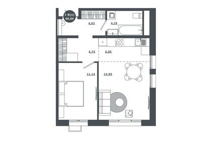 46 м², 1-комнатная квартира 5 900 000 ₽ - изображение 83