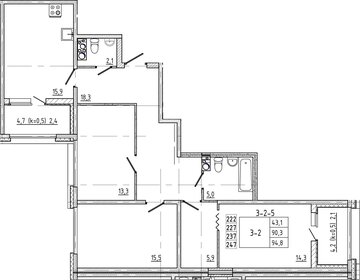 Квартира 94,8 м², 3-комнатная - изображение 1