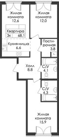 Квартира 68,1 м², 2-комнатная - изображение 1