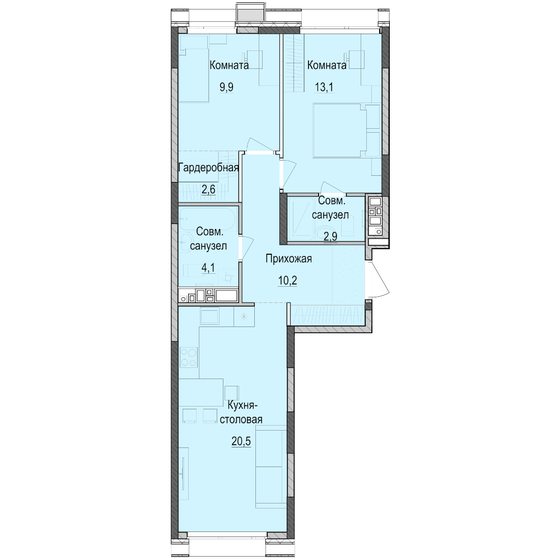 63 м², 2-комнатная квартира 9 058 000 ₽ - изображение 1