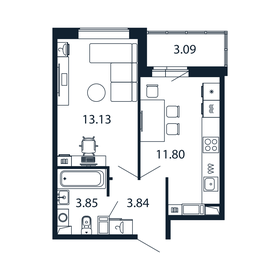 34,2 м², 1-комнатная квартира 6 184 888 ₽ - изображение 40