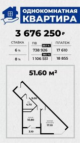 Квартира 51,6 м², 1-комнатная - изображение 1