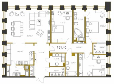 Квартира 157 м², 4-комнатная - изображение 1