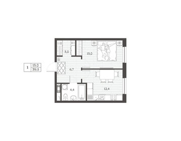 40,7 м², 1-комнатная квартира 5 934 053 ₽ - изображение 25