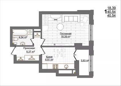 38,4 м², 1-комнатная квартира 7 058 240 ₽ - изображение 31