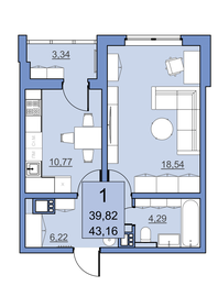 39,8 м², 1-комнатная квартира 4 191 100 ₽ - изображение 13