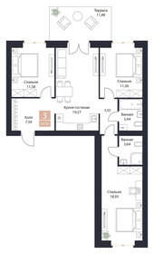 Квартира 83,3 м², 3-комнатная - изображение 1