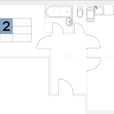 Квартира 59,1 м², 2-комнатная - изображение 2