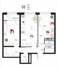 61,1 м², 3-комнатная квартира 6 980 064 ₽ - изображение 44
