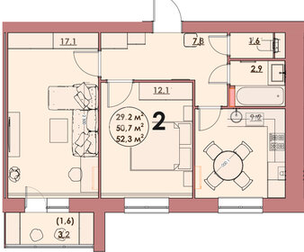 51 м², 2-комнатная квартира 4 000 000 ₽ - изображение 37