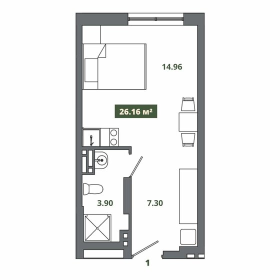 27 м², апартаменты-студия 5 025 060 ₽ - изображение 31