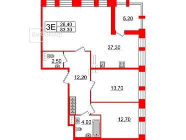 Квартира 83,3 м², 2-комнатная - изображение 1