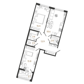 Квартира 73,1 м², 2-комнатная - изображение 1