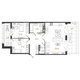 Квартира 73,3 м², 2-комнатная - изображение 1