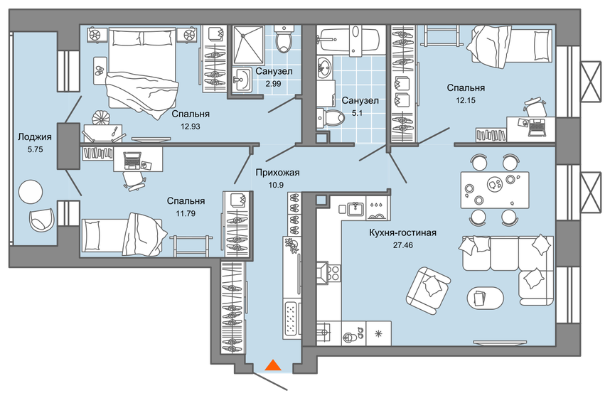 86 м², 4-комнатная квартира 8 526 169 ₽ - изображение 1