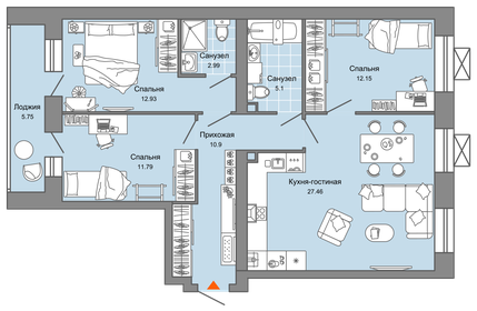 86 м², 4-комнатная квартира 8 351 700 ₽ - изображение 13