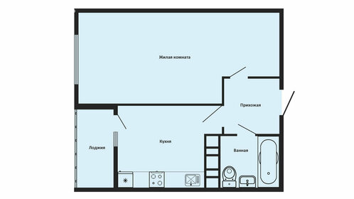 Квартира 34 м², 1-комнатная - изображение 1