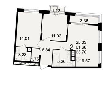 63,6 м², 2-комнатная квартира 6 198 075 ₽ - изображение 10