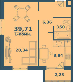 43,5 м², 1-комнатная квартира 4 260 999 ₽ - изображение 7