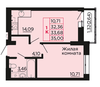 32,2 м², 1-комнатная квартира 3 600 000 ₽ - изображение 59