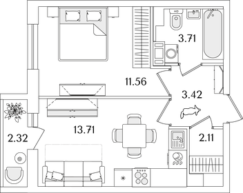 36,2 м², 1-комнатная квартира 9 185 490 ₽ - изображение 36