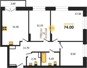 Квартира 74 м², 3-комнатная - изображение 1