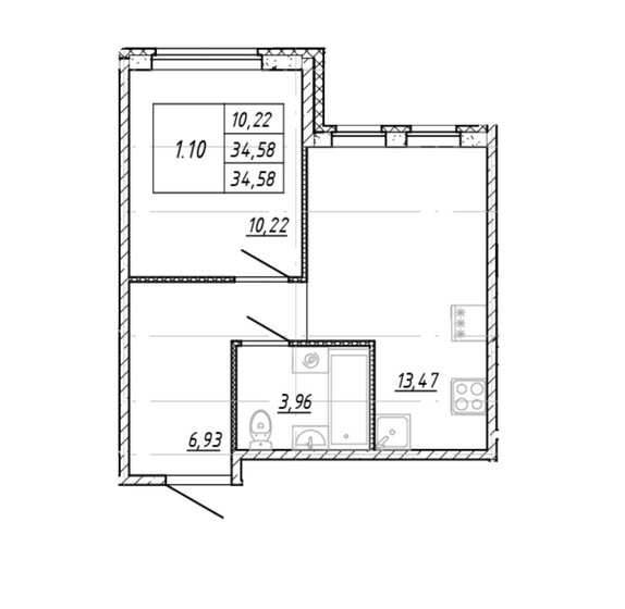 34,6 м², 2-комнатная квартира 5 423 236 ₽ - изображение 1