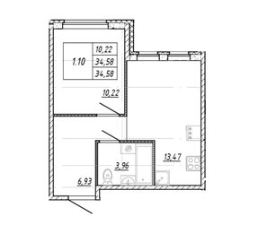 Квартира 34,6 м², 2-комнатная - изображение 1