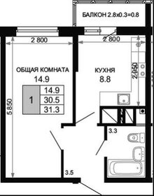 Квартира 31 м², студия - изображение 1