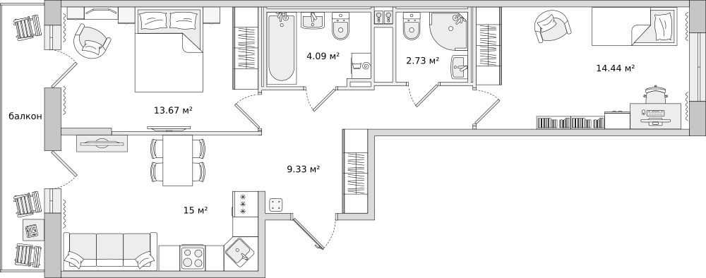 65,3 м², 2-комнатная квартира 9 396 073 ₽ - изображение 15