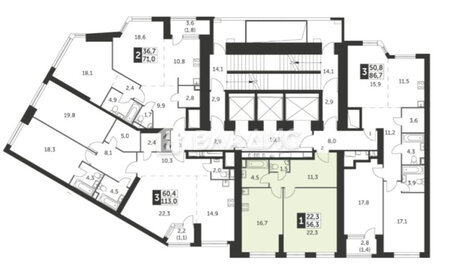 Квартира 56 м², 1-комнатная - изображение 1