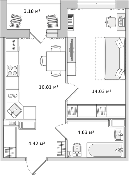 34,6 м², 1-комнатная квартира 13 906 692 ₽ - изображение 20