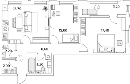 67,2 м², 2-комнатная квартира 15 459 409 ₽ - изображение 6