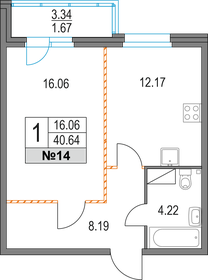 Квартира 40,6 м², 1-комнатная - изображение 1