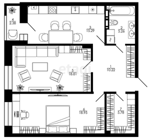 Квартира 77,1 м², 2-комнатная - изображение 1