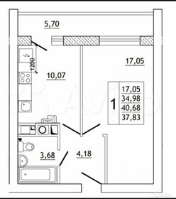 Квартира 40,7 м², 1-комнатная - изображение 1