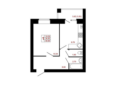 Квартира 36,9 м², 1-комнатная - изображение 1