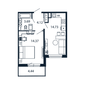 38,3 м², 1-комнатная квартира 7 263 888 ₽ - изображение 90