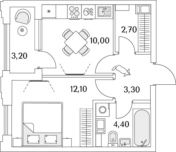 34,1 м², 1-комнатная квартира 7 561 362 ₽ - изображение 1