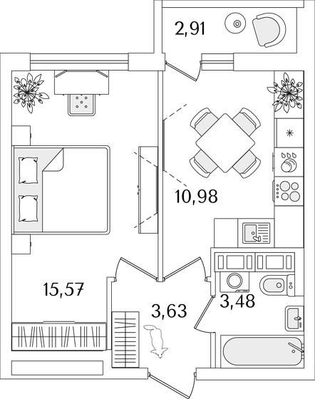 35,1 м², 1-комнатная квартира 8 730 322 ₽ - изображение 1