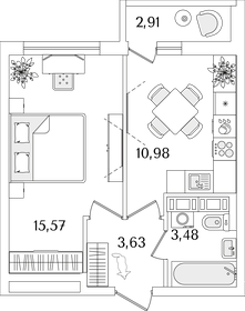 Квартира 35,1 м², 1-комнатная - изображение 1